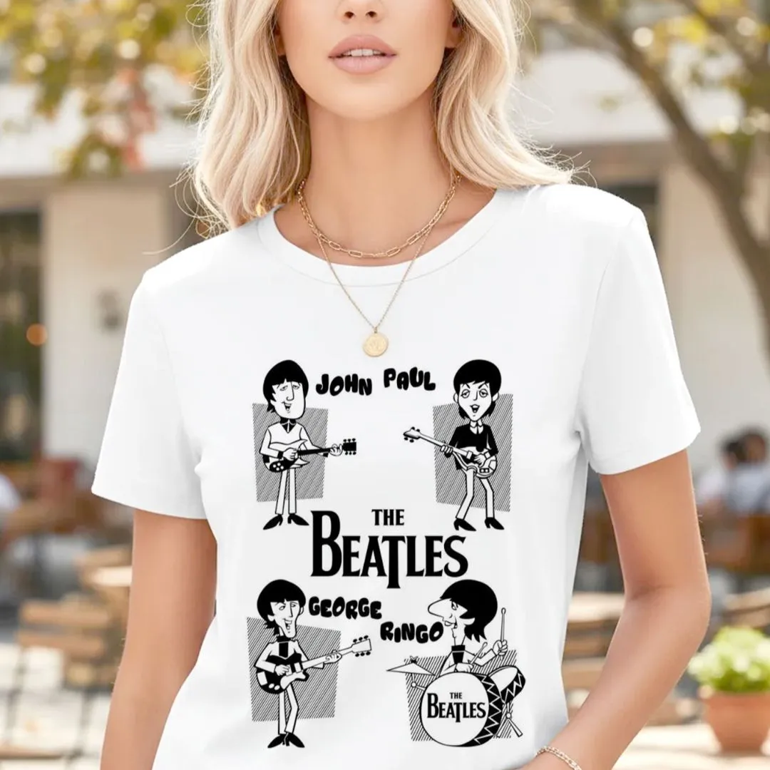Camiseta The Beatles estampa desenho animado, estampa exclusiva tamanhos unisex - artesanato feito à mão por Lado B Rock Camisetas