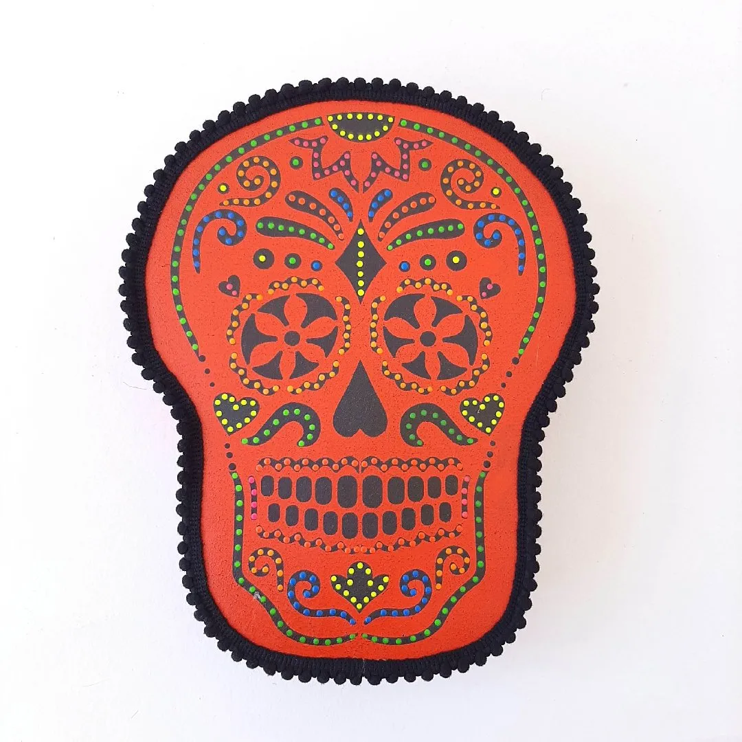 Quadro Box Caveira Mexicana Vermelha - artesanato de Estudio Bananeira