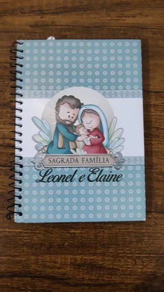 Caderno Capa Dura Grande Espiral 80fls - Sagrada Família - artesanato de Emejhu Personalizados
