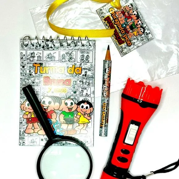 Kit Bloquinho + Lupa e Lanterna Turma da Mônic Personalizado - artesanato feito à mão por Mi Papelaria Criativa