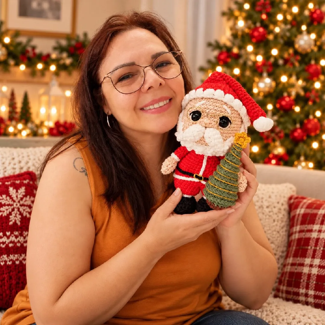 🎅 Papai Noel e Mamãe Noel Amigurumi em Crochê com Árvore de Natal Artesanal 🎄 | Decoração Natalina Feita à Mão - artesanato de crocheteria com a Maria