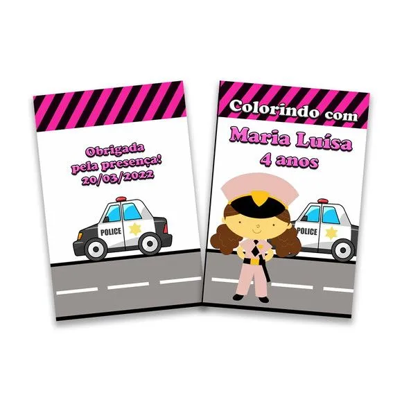 Revista Colorir Policial Menina 14x10 - artesanato de PAPCRIE