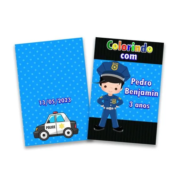 Lembrancinha Tema Policial Revista para Colorir 14x10 - artesanato de PAPCRIE