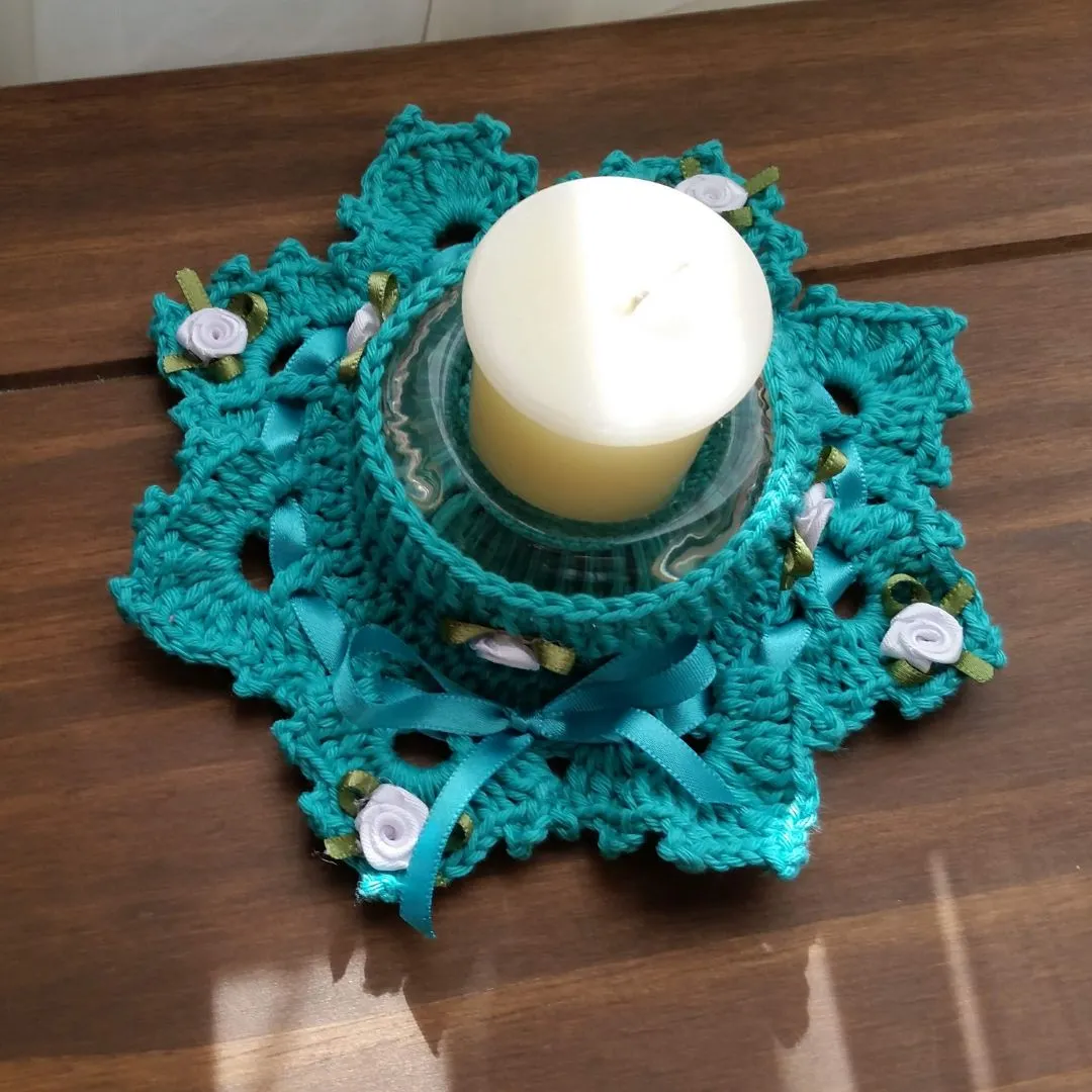 Par de Porta Velas em Crochê Tifanni - foto 4