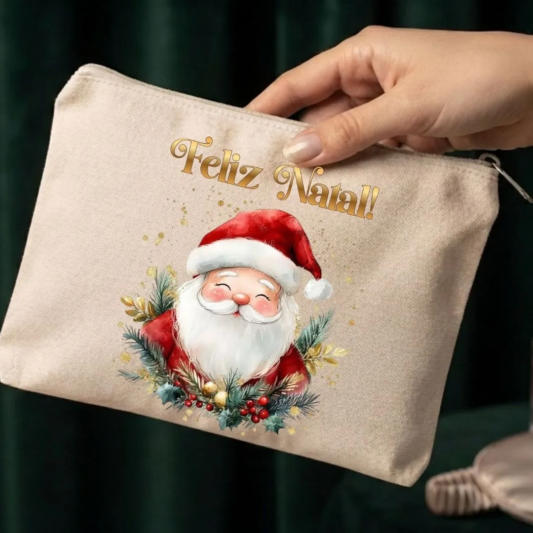 Nécessaire Personalizada em algodão Lembrancinha Natal Papai Noel - foto 2