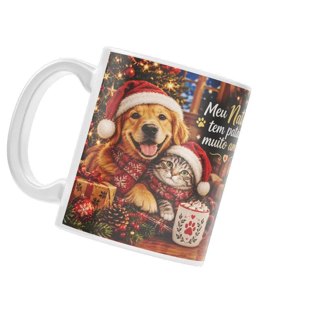 Caneca Cão e Gato de Natal com Frase 325ml - foto 7