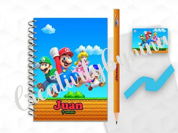 Bloquinho G+lapis Mario Personalizado - artesanato feito à mão por creativitybynina