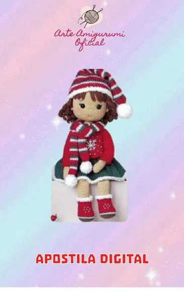 Receita Boneca de Natal Amigurumi - feito à mão por Arte Amigurumi Oficial