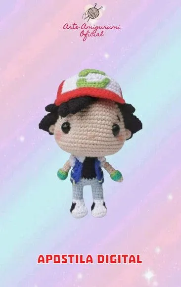 Receita Ash Ketchum Pokémon Amigurumi - artesanato feito à mão por Arte Amigurumi Oficial