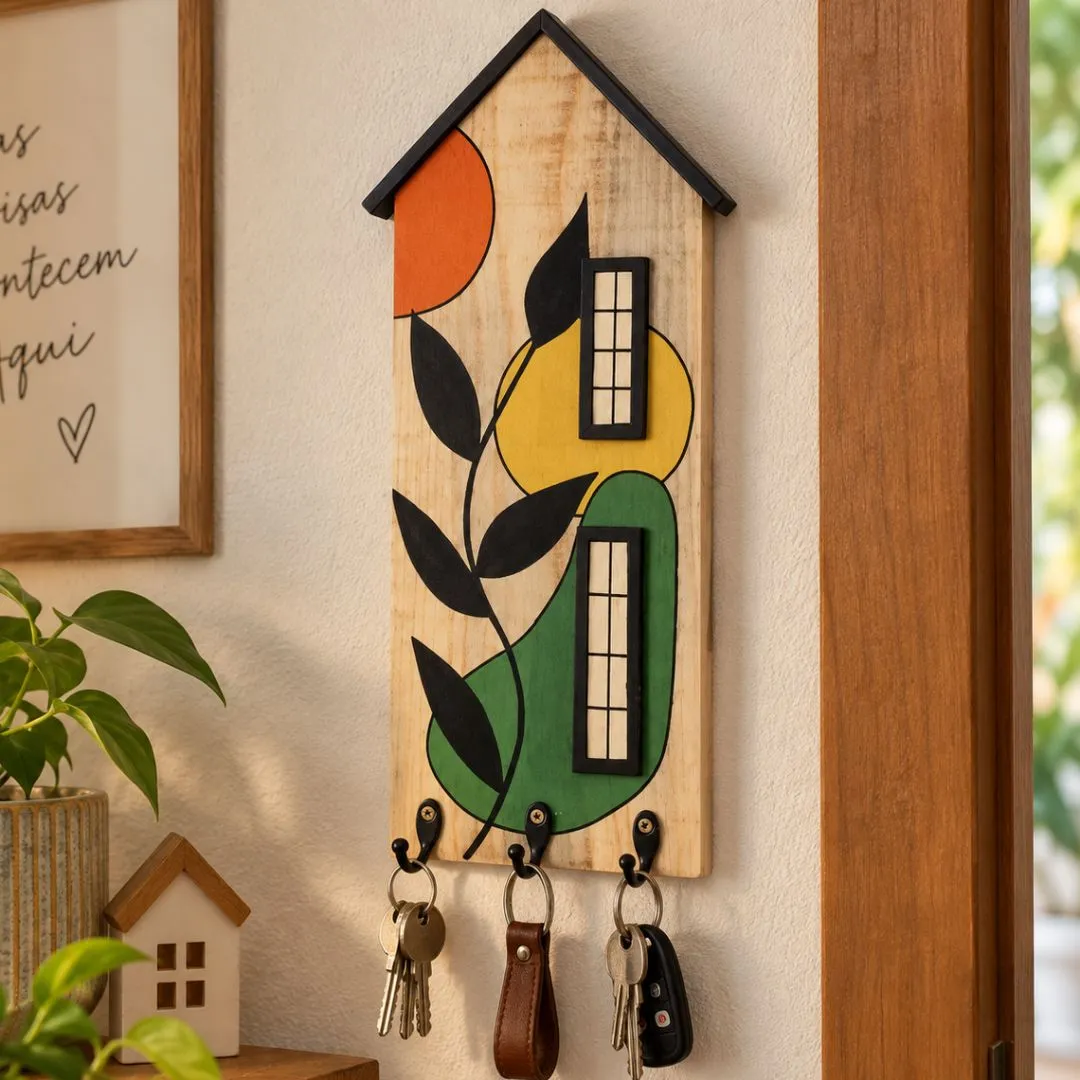Porta-Chaves Casinha em Pinus – Coleção Natureza & Formas - foto 2