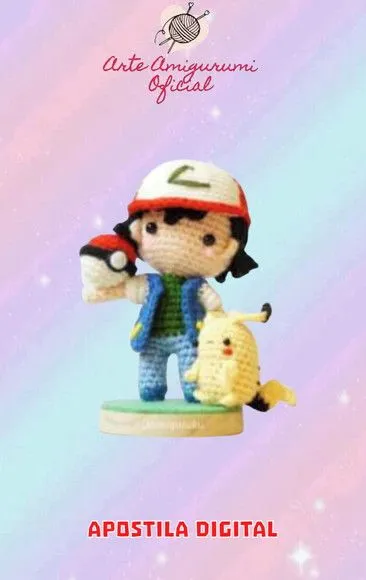 Receita Ash e Pikachu Amigurumi - feito à mão por Arte Amigurumi Oficial