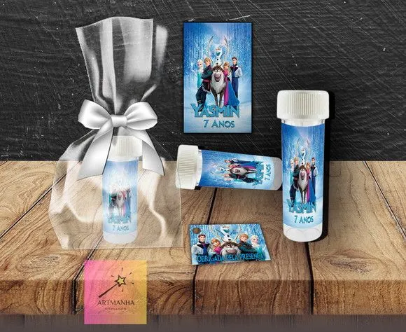 Bolha de Sabão Frozen Personalizada - feito à mão por Artmanha Lembrancinhas