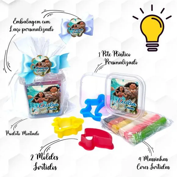 Massinha no Pote com Cortadores Moanna Personalizada - feito à mão por Mi Papelaria Criativa