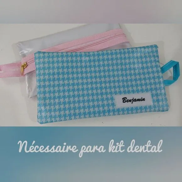 Necessaire para Kit Higiene - Rosa e Azul - artesanato feito à mão por Innovare Studio