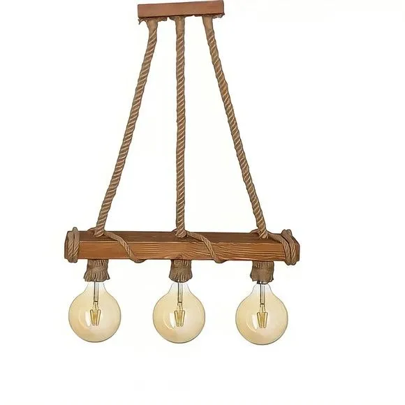 Luminária Pendente Lustre de Teto Corda Sisal Rústico - artesanato feito à mão por DASERRA ARTE EM MADEIRA