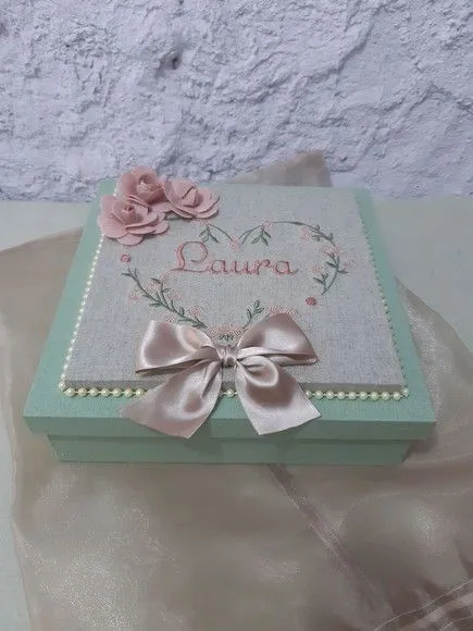 Caixa decorada com toalha - foto 4