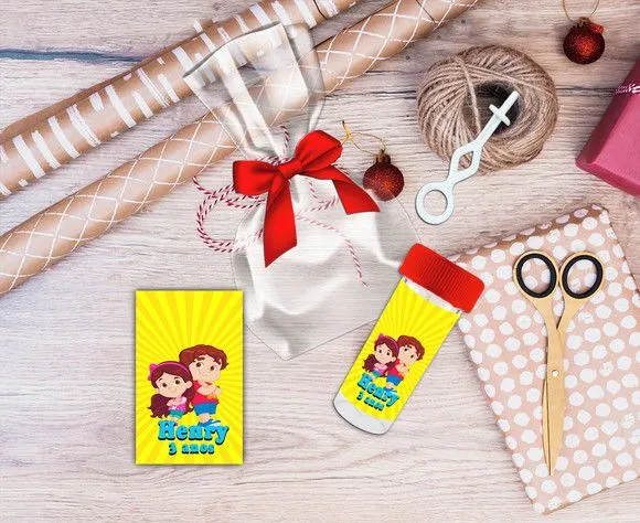 Bolha de Sabão Jp e Maria Clara Personalizada - feito à mão por Artmanha Lembrancinhas