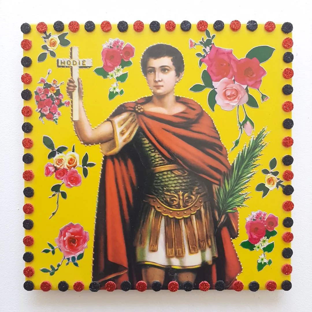 Quadrinho de Azulejo Santo Expedito - artesanato de Estudio Bananeira