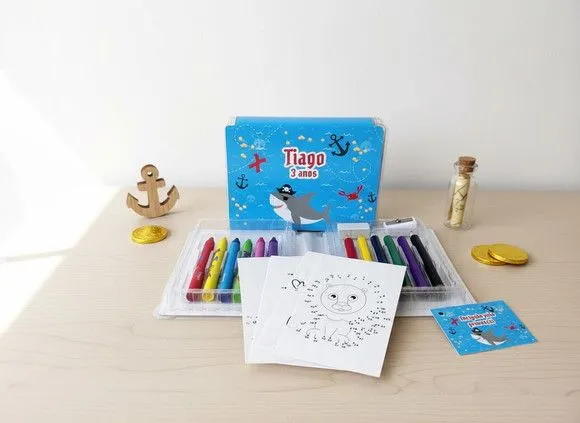 Estojinho de Pintura - Tubarão Personalizado - artesanato feito à mão por Mi Papelaria Criativa