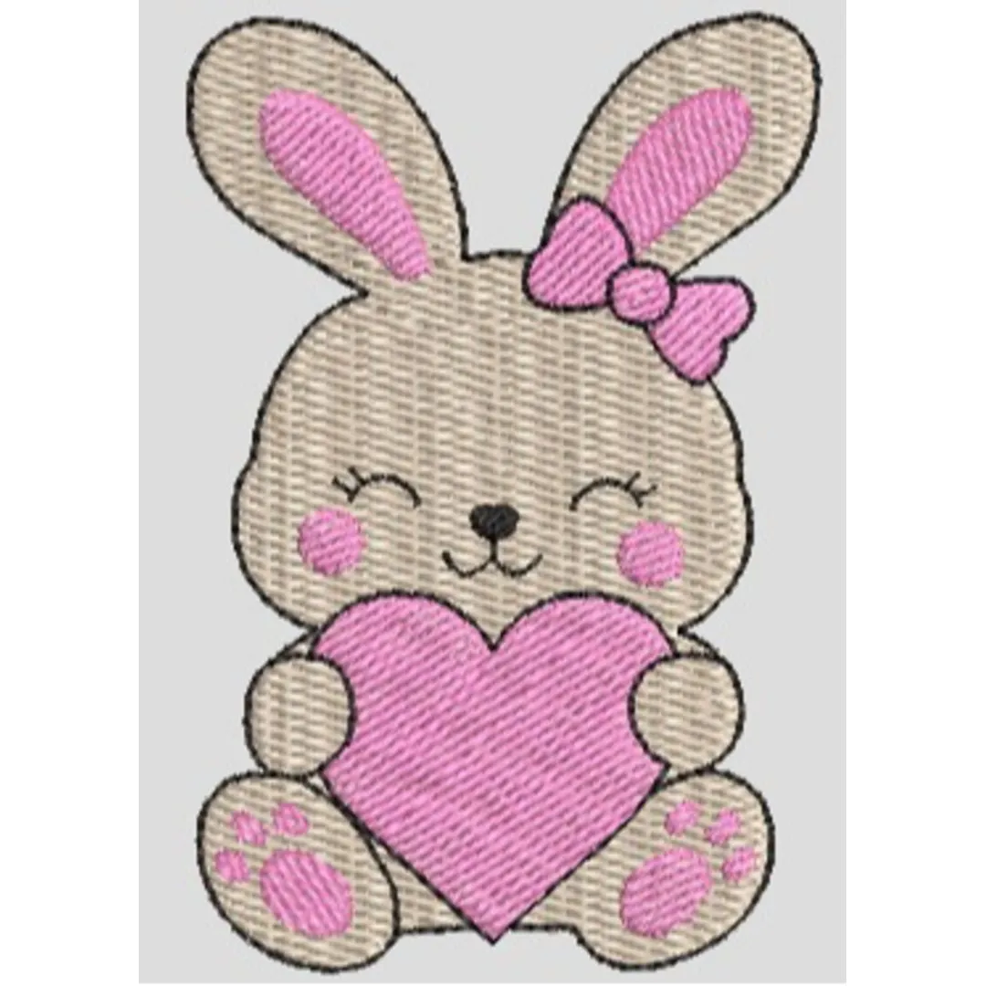 Matriz de Bordado Coelhinha com Coração Rosa – Enxoval de Bebê - foto 2