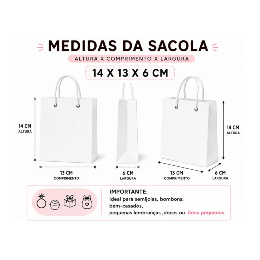 Sacolinha Mini N°03 - 14x13x6 personalizada - alça de cordão -10 unidades - foto 3