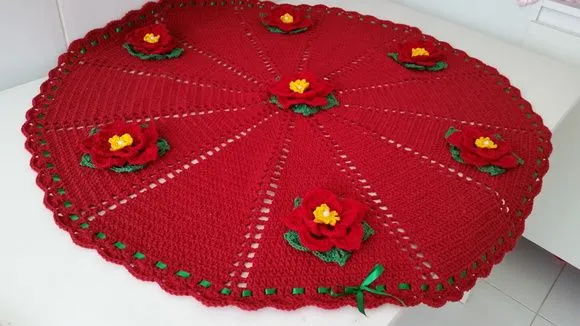 Toalha de Mesa Crochê Estrela do Natal 88 cm - foto 3