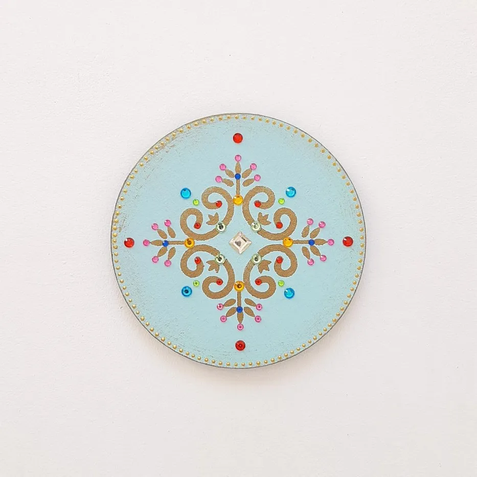 Mandala Indiana Colorida - artesanato de Estudio Bananeira