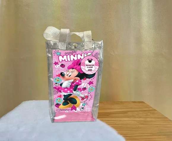 Sacola Transparente Minnie Personalizado - feito à mão por Artmanha Lembrancinhas