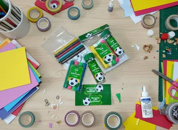 Kit Massinha + Giz + Bolha - Futebol Personalizado - feito à mão por Mi Papelaria Criativa