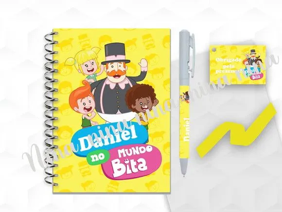 Bloquinho Grande com Caneta Mundo Bita Personalizada - artesanato feito à mão por creativitybynina