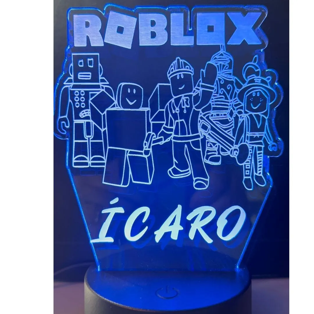 Luminaria Roblox personalizada para quarto em acrilico de 3mm com base de led RGB