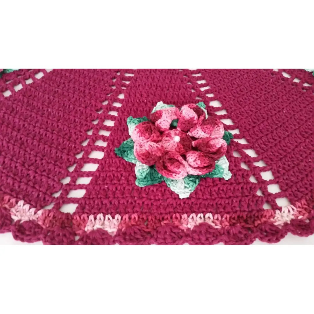 Toalha de Mesa com Aplicação Flores - Magenta 87 cm - foto 5
