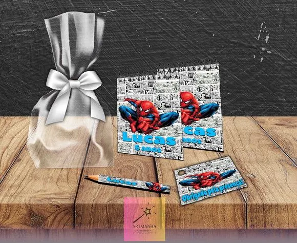 Bloquinho Homem Aranha Personalizado - feito à mão por Artmanha Lembrancinhas