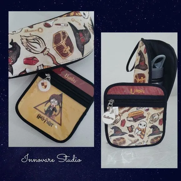 KIT Harry Potter- porta garrafa e porta máscaras - artesanato feito à mão por Innovare Studio