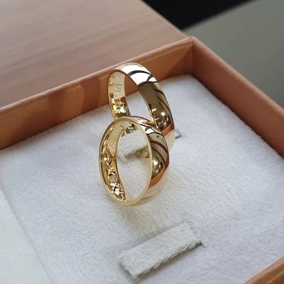 Par Alianças de Noivado Moeda Antiga 4mm + Anel Solitário - artesanato feito à mão por TM JOIAS
