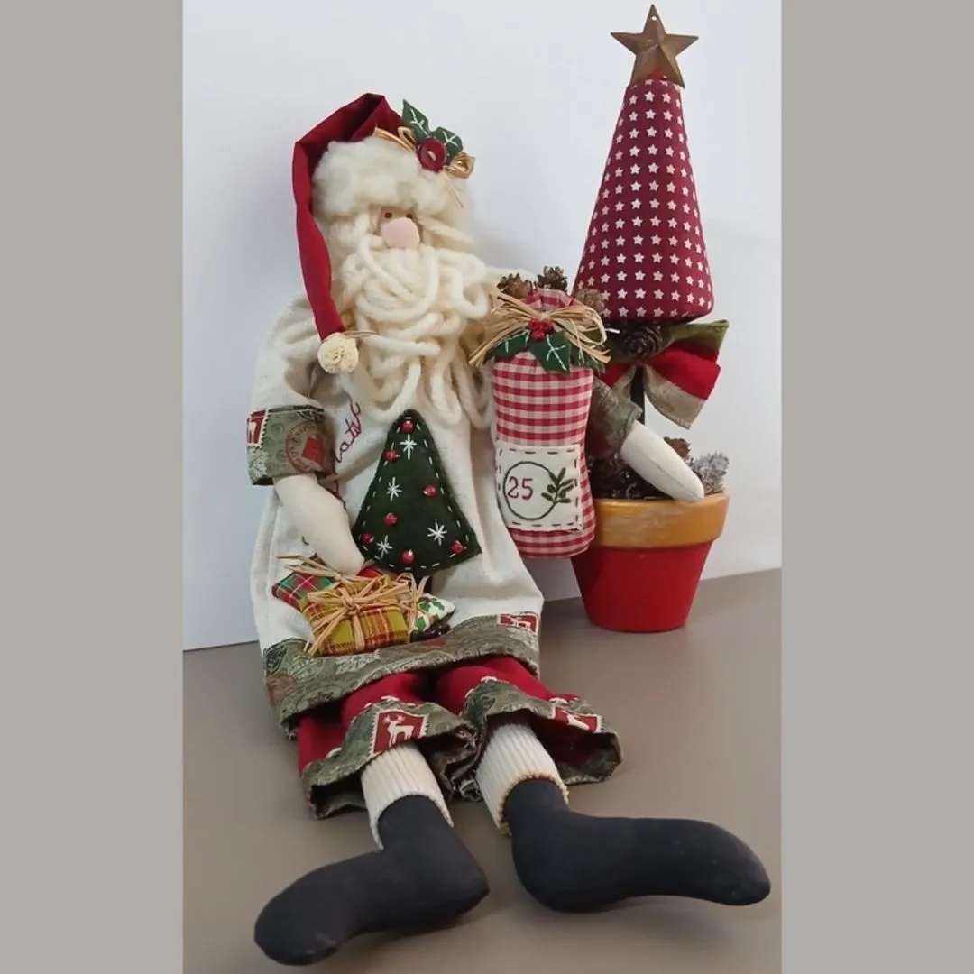 Papai Noel de Tecido. Enfeite de Natal G