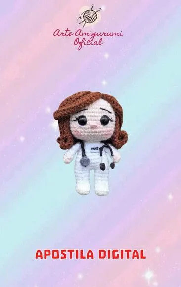 Receita Chaveiro Médica - Amigurumi - artesanato feito à mão por Arte Amigurumi Oficial