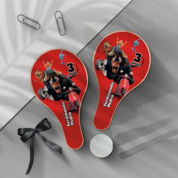 Raquete Ping Pong - Touro Ferdinando - feito à mão por Mi Papelaria Criativa