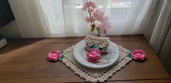 Jogo Americano em Crochê Flores Mescladas (2 Pessoas) - foto 3