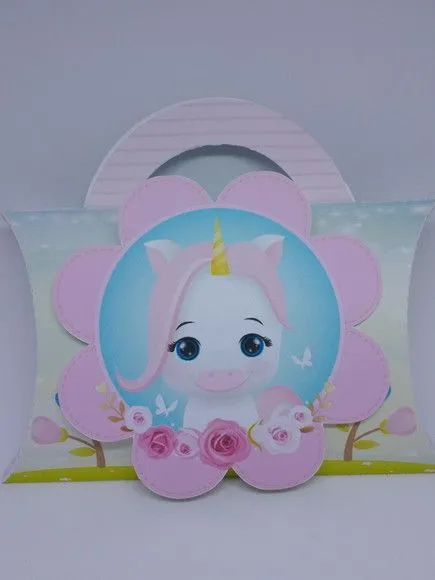 Caixa travesseiro unicórnio - artesanato de Fina Essência Papelaria Personalizada