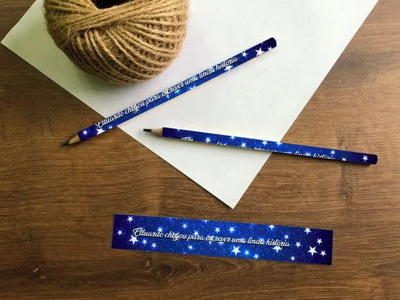 Lápis Estrelado Personalizado - feito à mão por Mi Papelaria Criativa
