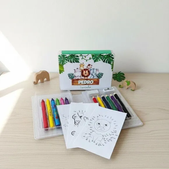 Estojinho de Pintura - Safari Personalizado - artesanato feito à mão por Mi Papelaria Criativa