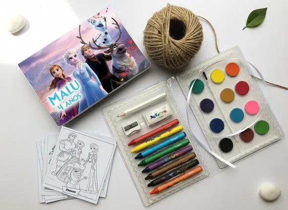 Estojo de Pintura Frozen Personalizado - artesanato feito à mão por Mi Papelaria Criativa