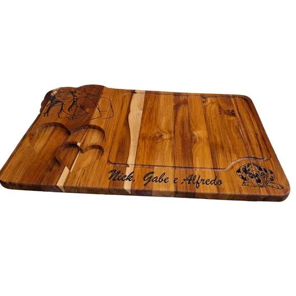 Tábua de Corte Personalizada em Madeira Teca Presente Grande