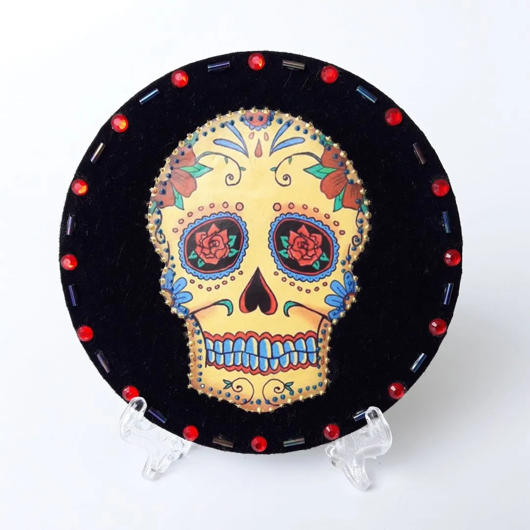 Quadrinho Veludo Caveira Mexicana 2 - artesanato de Estudio Bananeira