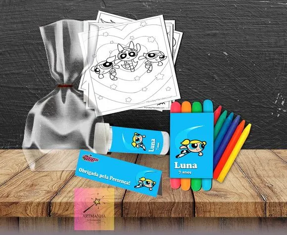 Kit Massinha + Giz + Bolha Lindinha Personalizado - feito à mão por Artmanha Lembrancinhas