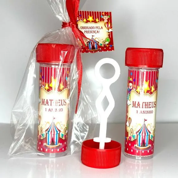 Bolinha de Sabão Circo Personalizada - artesanato feito à mão por Mi Papelaria Criativa