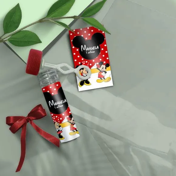 Bolha de Sabão - Minnie Vermelha Personalizado - artesanato feito à mão por Mi Papelaria Criativa