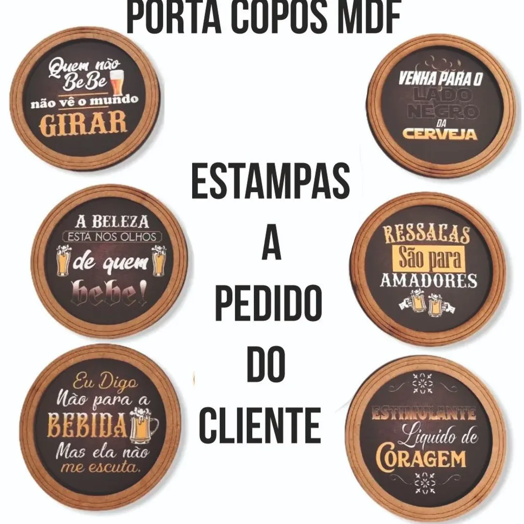Porta Copos para Restaurantes e Lanchonetes Personalizados - MDF - artesanato feito à mão por Kharmo Arts Camisetas e Brindes Personalizados