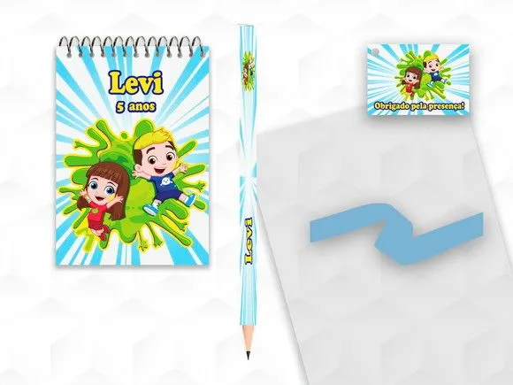 Bloquinho com Lápis Lucas Neto e Gigi Personalizado - artesanato feito à mão por creativitybynina